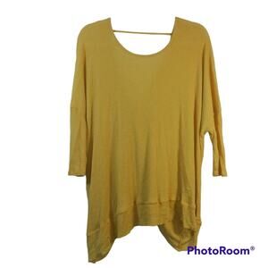 Le Lis Anthropologie Yellow Oversized Lagenlook Knot Back Size M